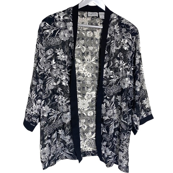Bon Worth Kimonos & Yukatas Vintage Bon Worth Xl Black White Sheer